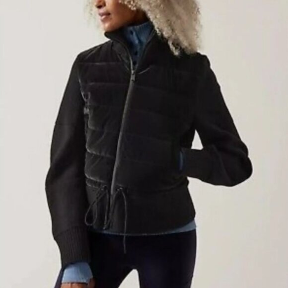 NW Athleta THERMOLITE BlackHanover Hybrid Jacket with Fitted Knit Sleeves & Hem - Picture 4 of 12